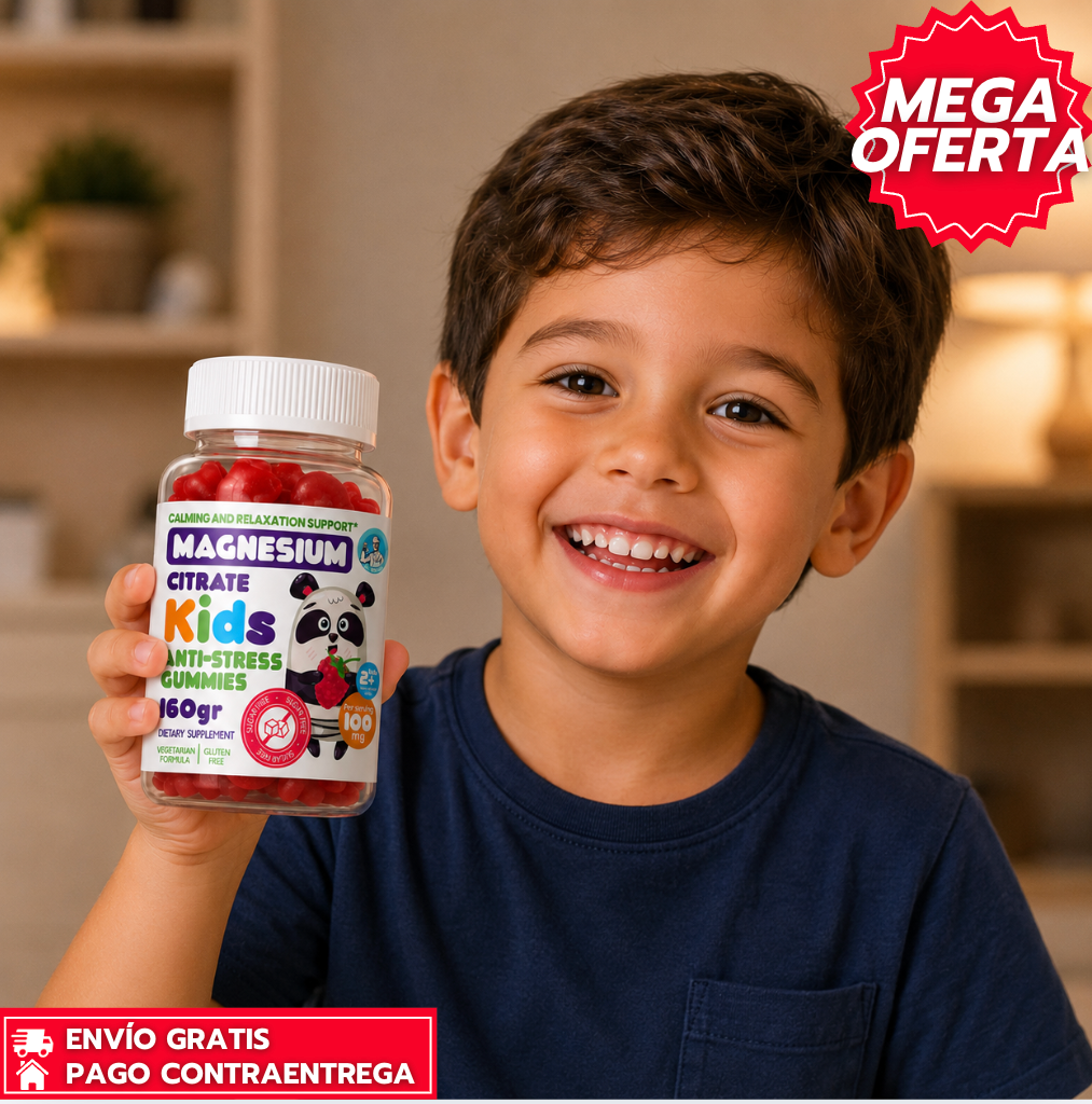 Magnesium Kids: Gomitas de magnesio anti-estrés para niños, con regalo de Melatonina Líquida 1mg